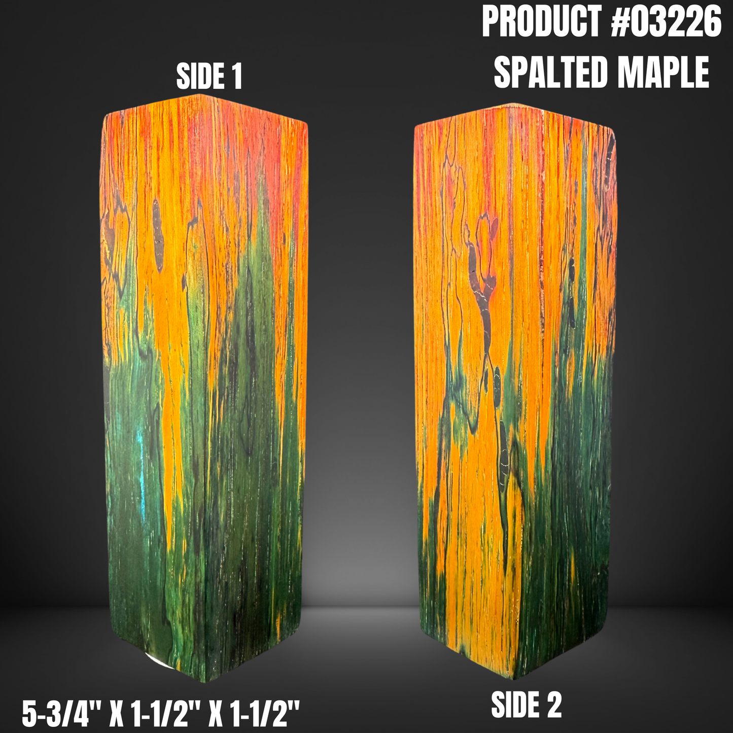 Green and Orange Hybrid Knife Handle Scales Turning Blank #03226