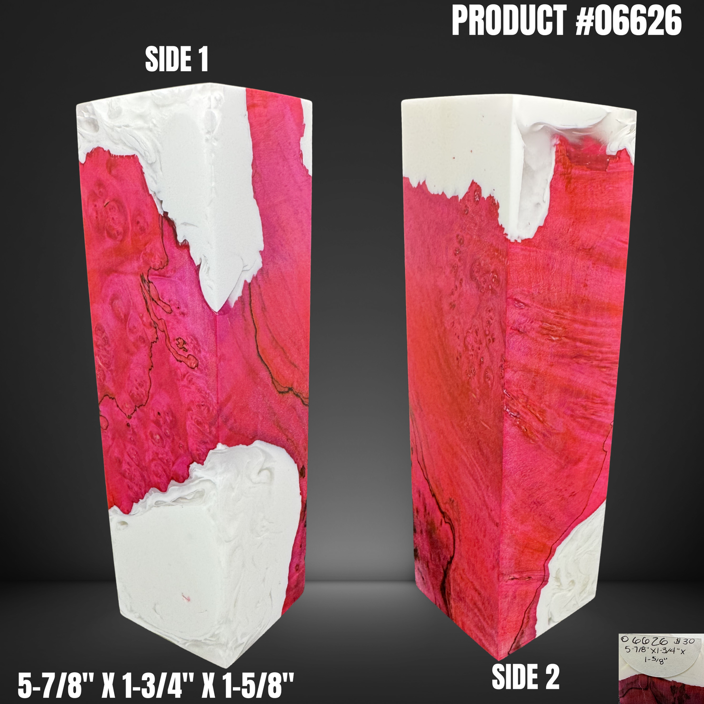 Knife Handle Scales Turning Block Pink White Stabilized Box Elder Burl #06626