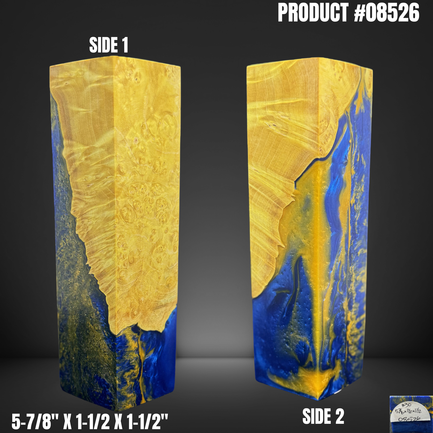 Knife Handle Scales Turning Block Blue Stabilized Box Elder Burl #08526