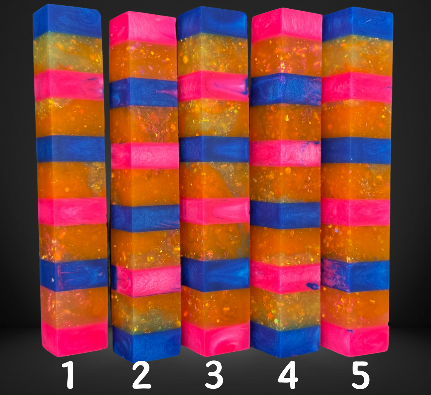 Segmented Orange Glitter Pen Blank