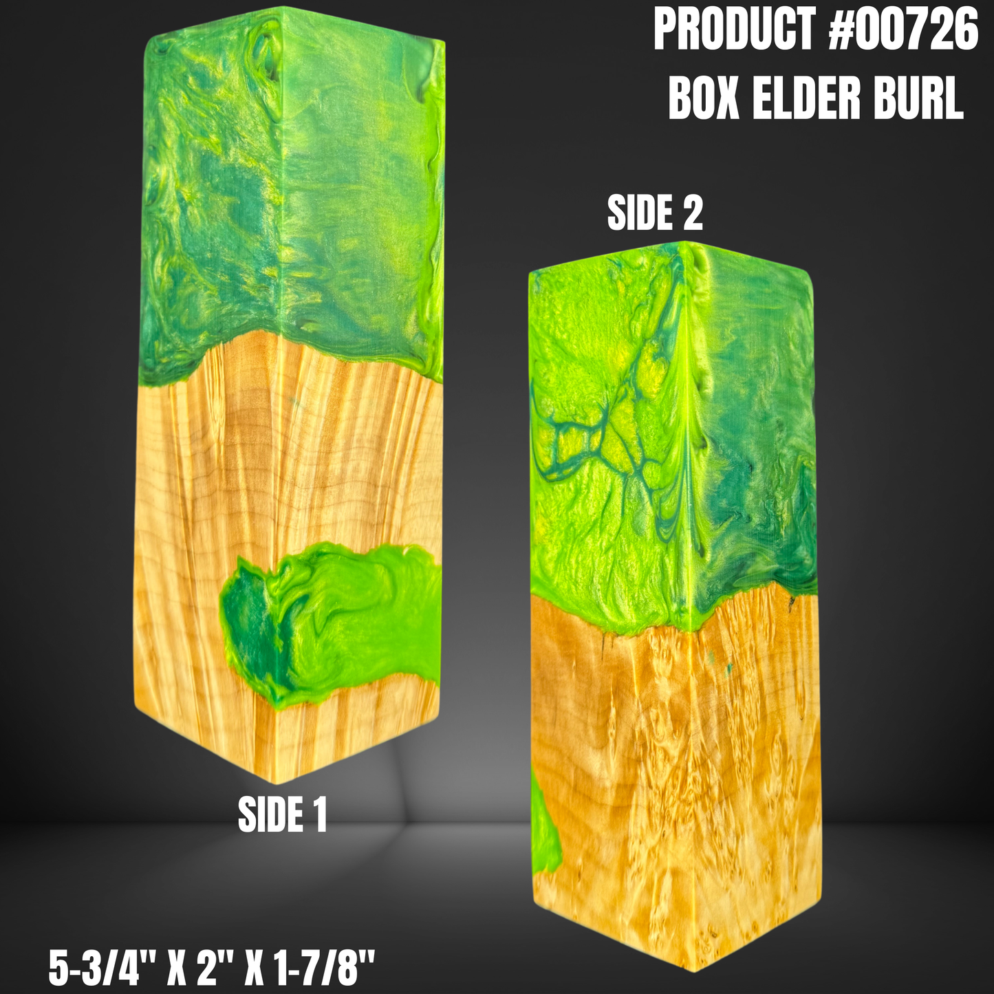 Green Hybrid Knife Handle Scales Turning Blank #00726
