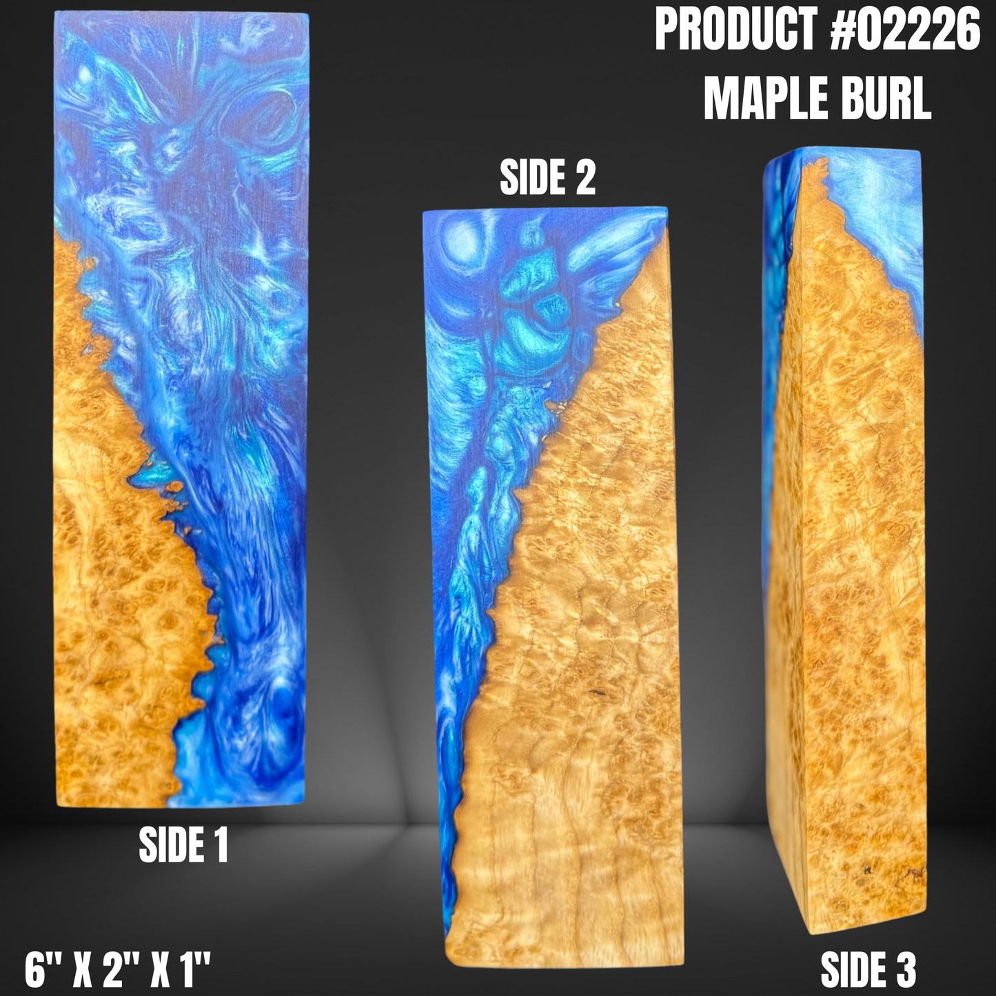 Blue Hybrid Knife Handle Scales Turning Blank #02226