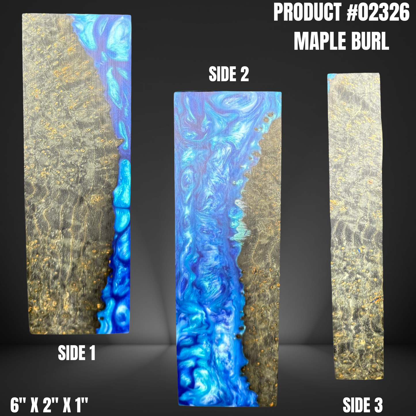 Blue Hybrid Knife Handle Scales Turning Blank #02326