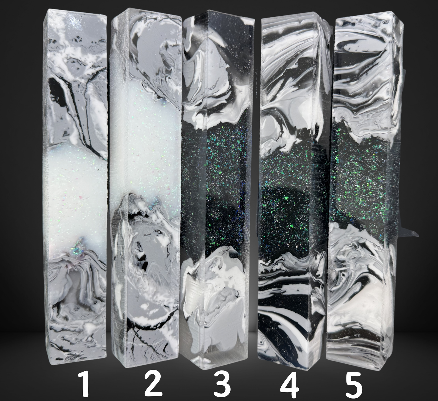 Black and White Variety Geode Swirled Pen Blanks
