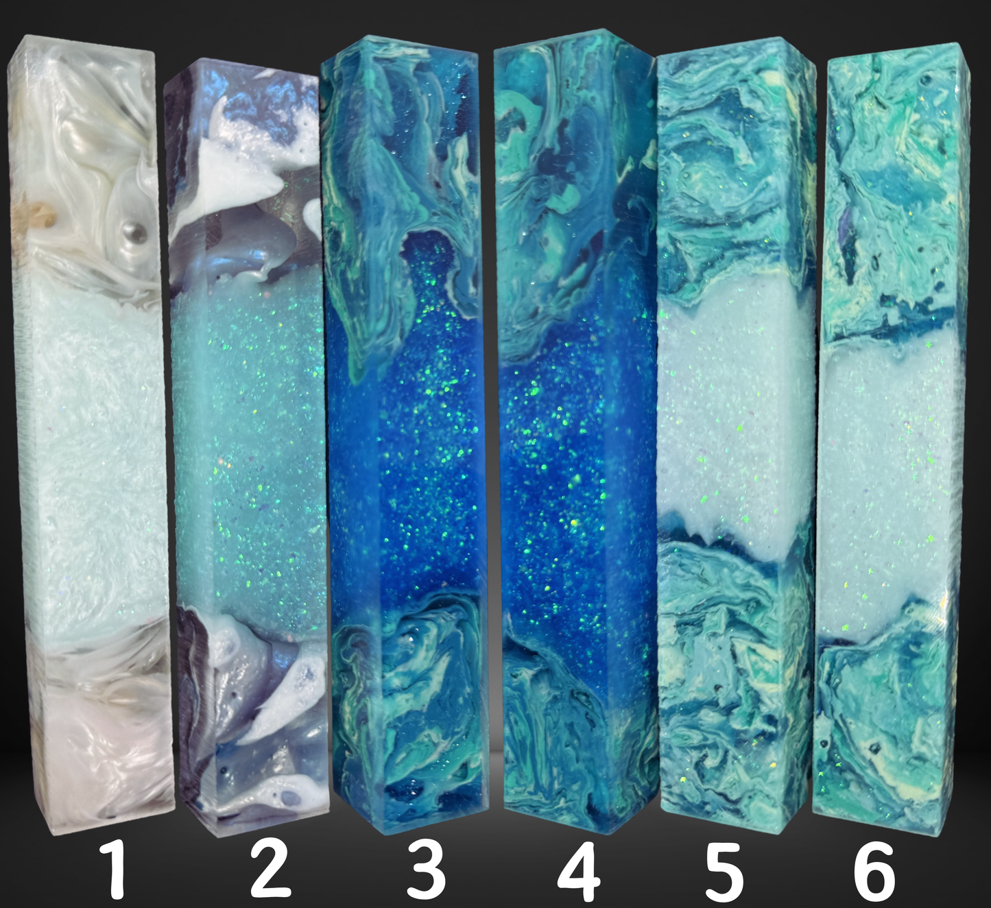 Teal Variety Geode Swirled Pen Blanks