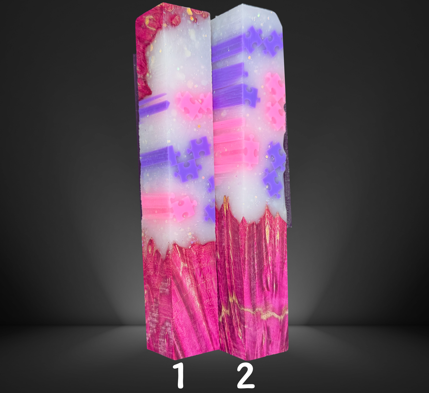 Puzzle Pink Burl Hybrid Pen Blank