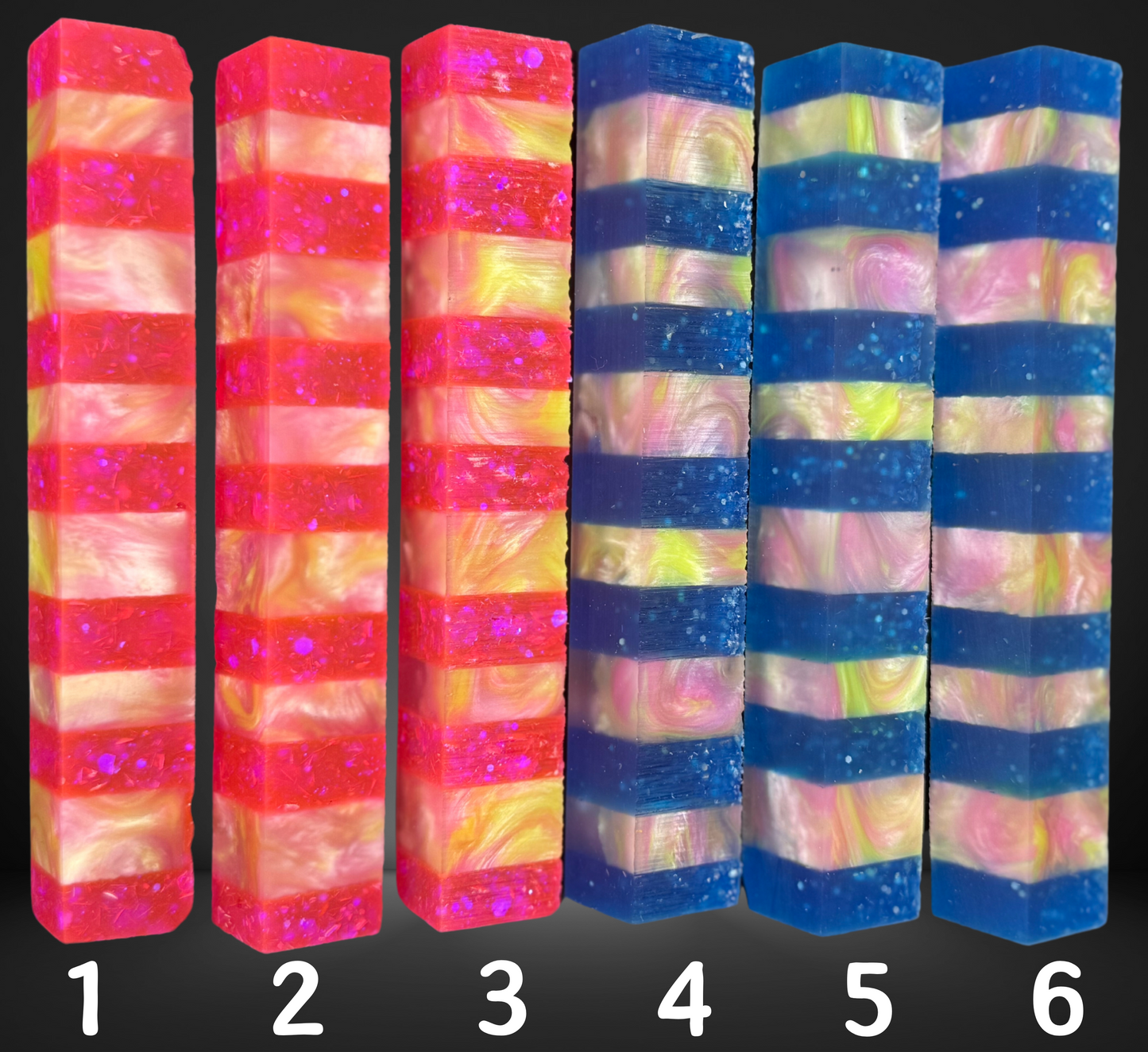 Segmented Pink & Blue Pen Blanks
