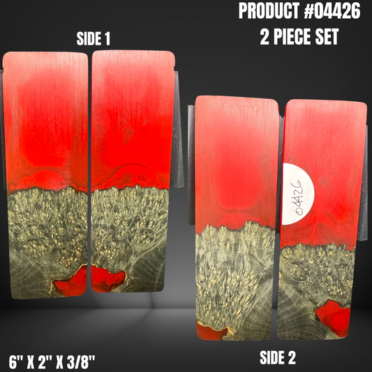 Red and Black Hybrid Knife Handle Scales Turning Blank #04426