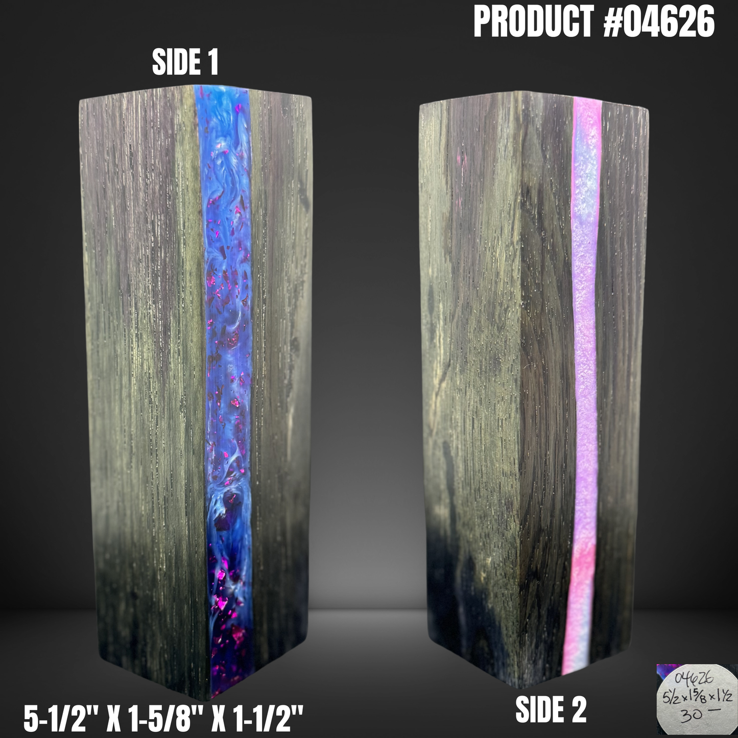 Knife Handle Scales Turning Block Black Purple Hybrid #04626