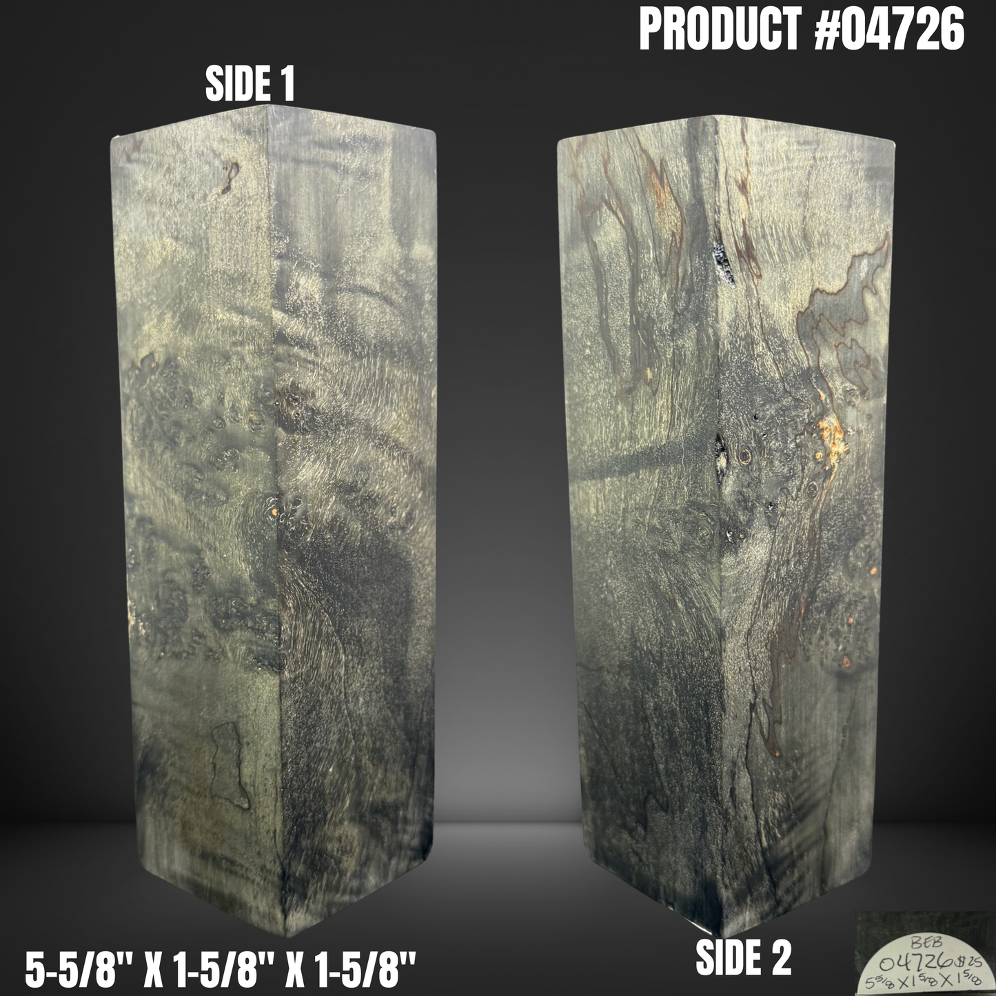 Knife Handle Scales Turning Block Black Stabilized Box Elder Burl #04726