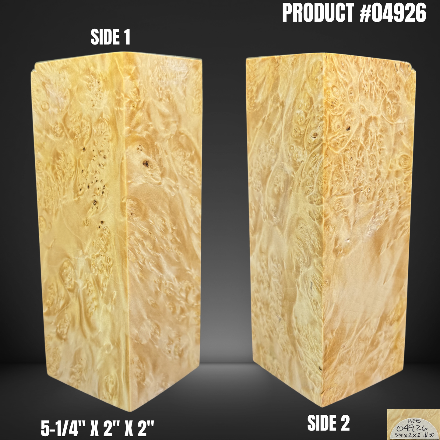 Knife Handle Scales Turning Block Natural Stabilized Box Elder Burl #04926