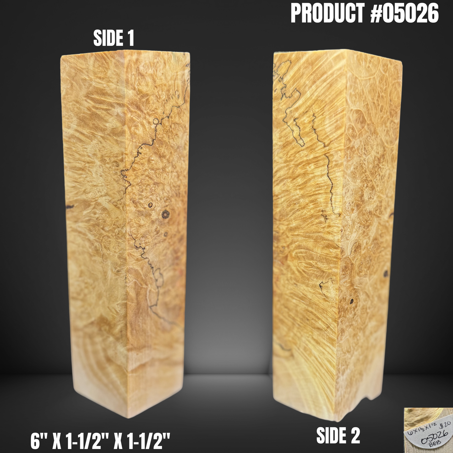 Knife Handle Scales Turning Block Natural Stabilized Box Elder Burl #05026