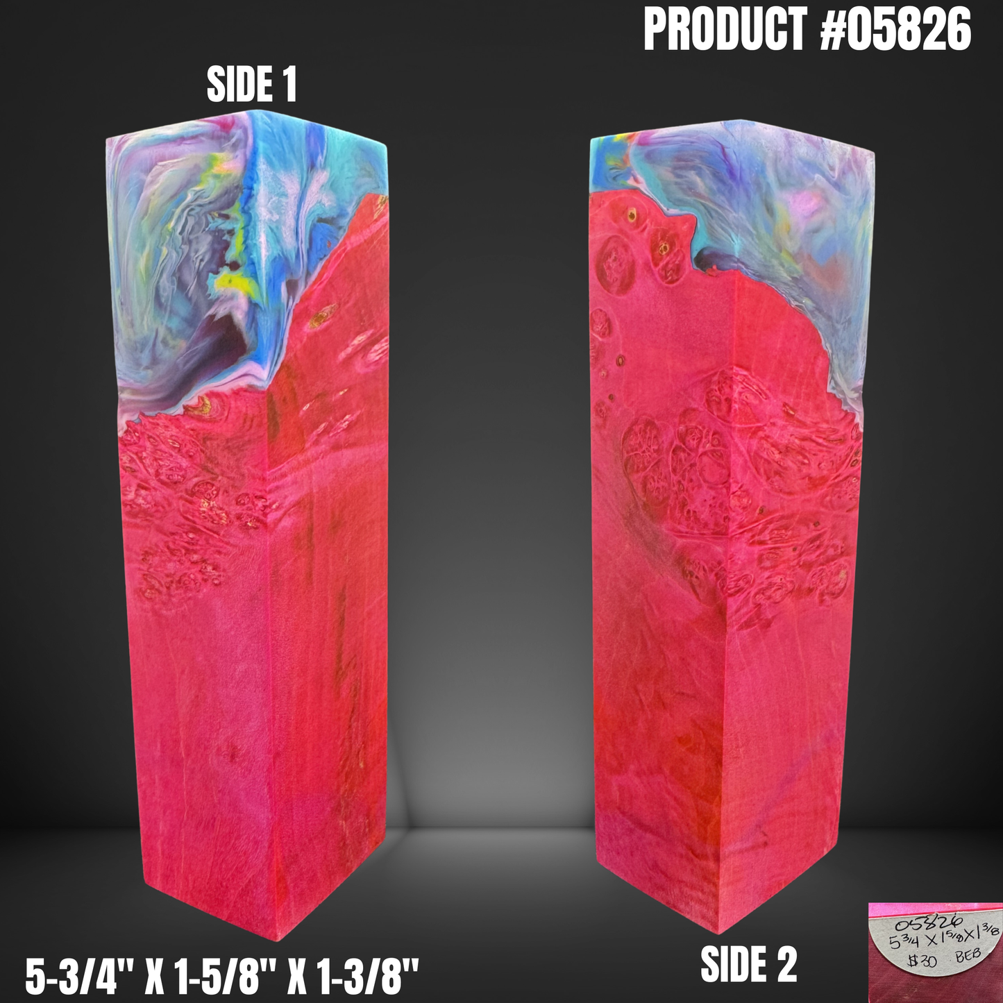 Knife Handle Scales Turning Block Pink Stabilized Box Elder Burl #05826