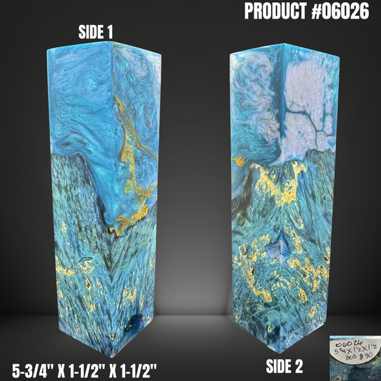 Knife Handle Scales Turning Block Blue Stabilized Box Elder Burl #06026