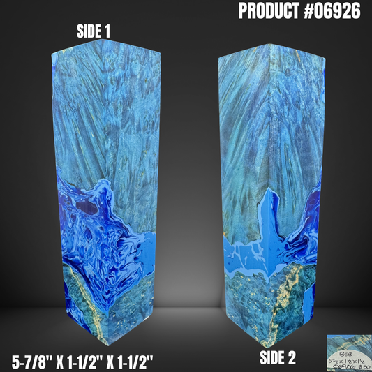 Knife Handle Scales Turning Block Blue Stabilized Box Elder Burl #06926