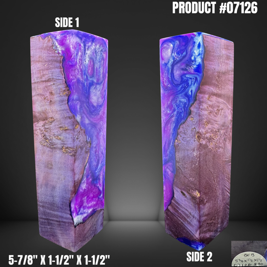 Knife Handle Scales Turning Block Purple Stabilized Box Elder Burl #07126
