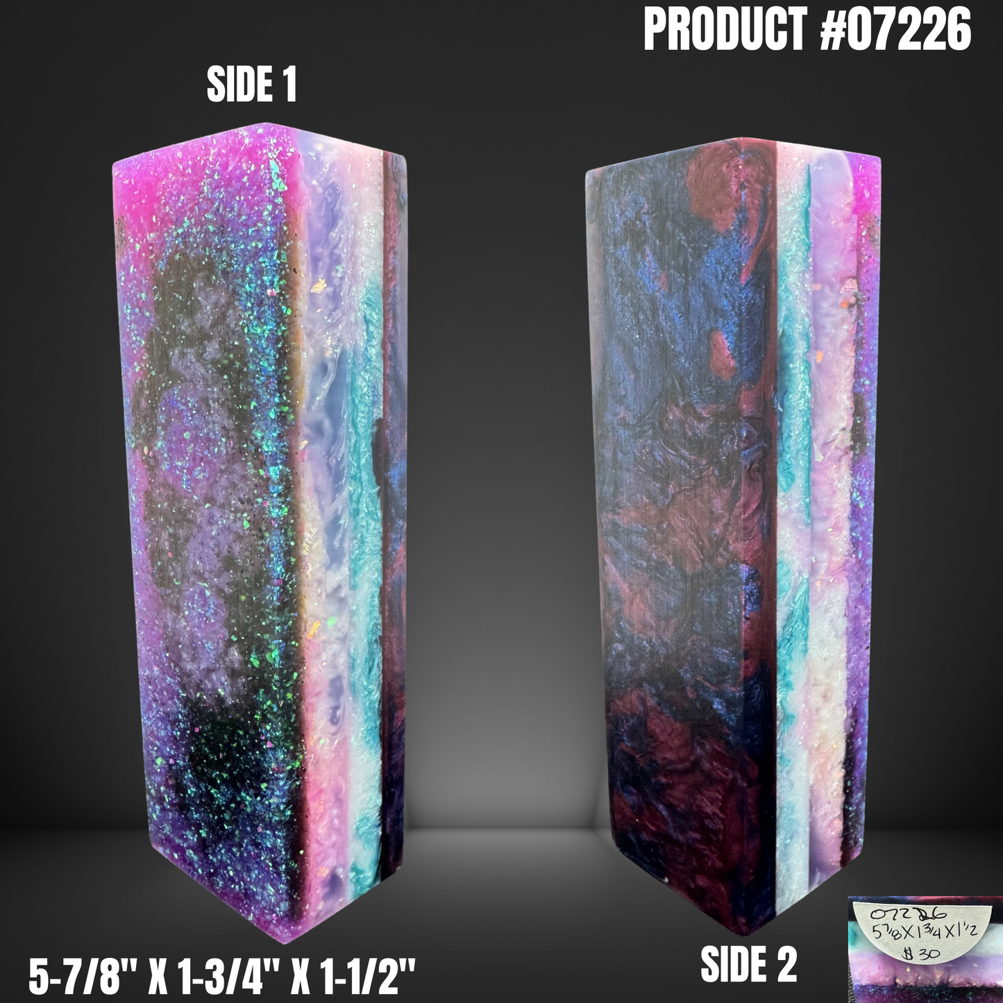 Knife Handle Scales Turning Block Purple Black Blue #07226