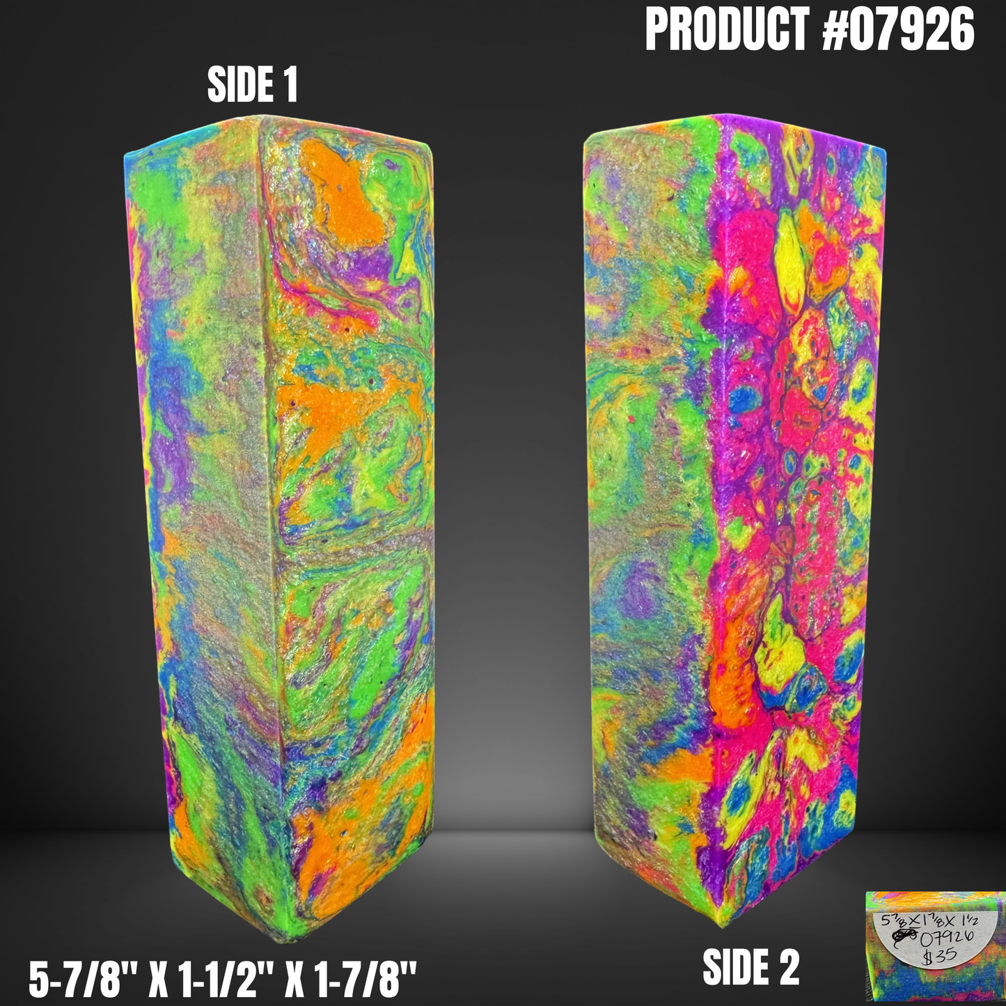 Knife Handle Scales Turning Block Rainbow #07926