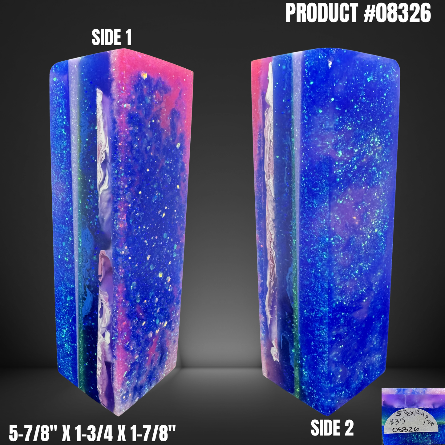 Knife Handle Scales Turning Block Glitter Blue #08326
