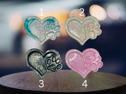 Paw Print Heart Resin Tray