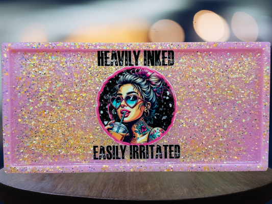 Heavily Inked Large Rectangle Resin Tray