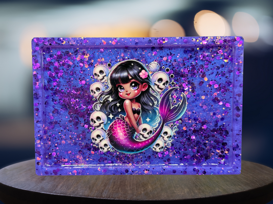 Goth Mermaid Medium Wide Rectangle Resin Tray
