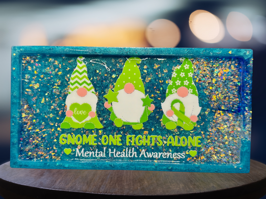 Mental Health Gnomes Medium Skinny Rectangle Resin Tray