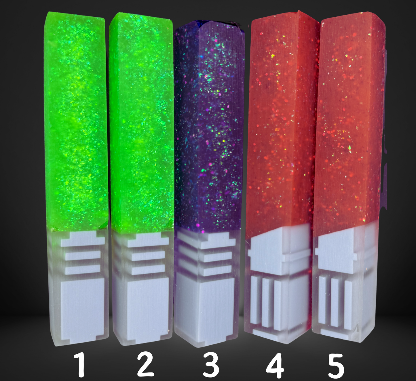 Glittered Saber Signature 3D Print Resin Pen Blank