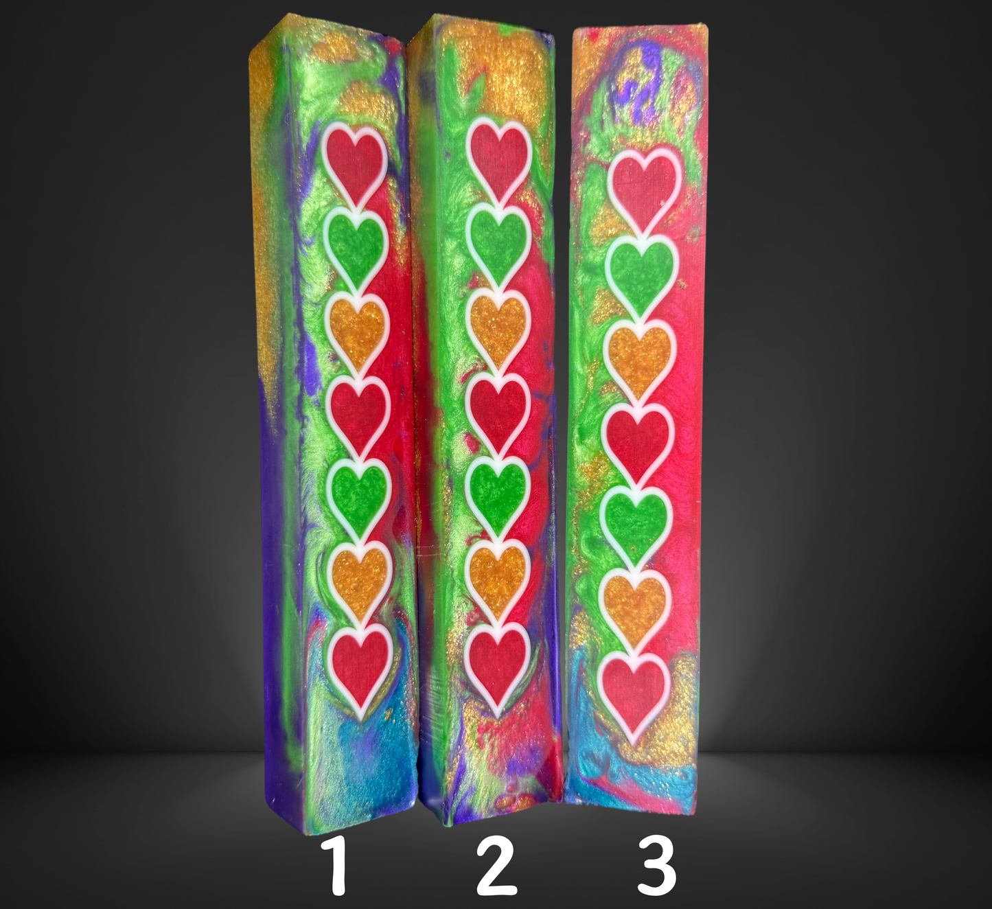 Colorful Heart Pen Blank