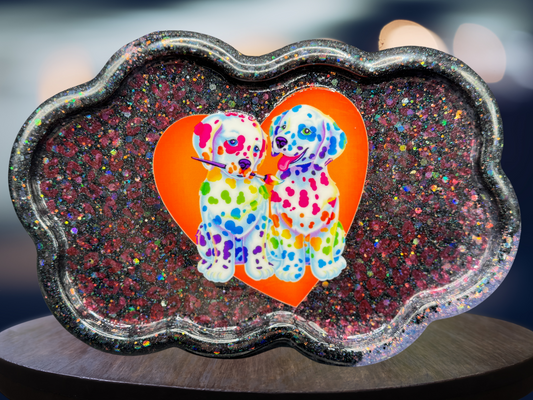 Rainbow Dalmation Cloud Resin Tray
