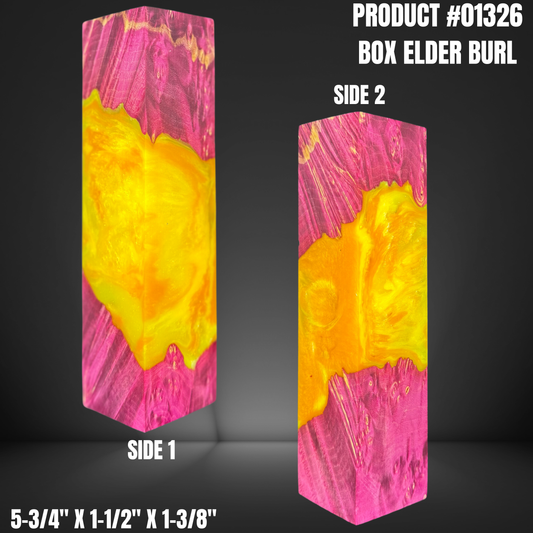 Yellow Pink Hybrid Knife Handle Scales Turning Blank #01326