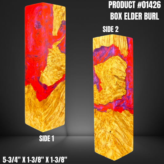 Red Orange Hybrid Knife Handle Scales Turning Blank #01426