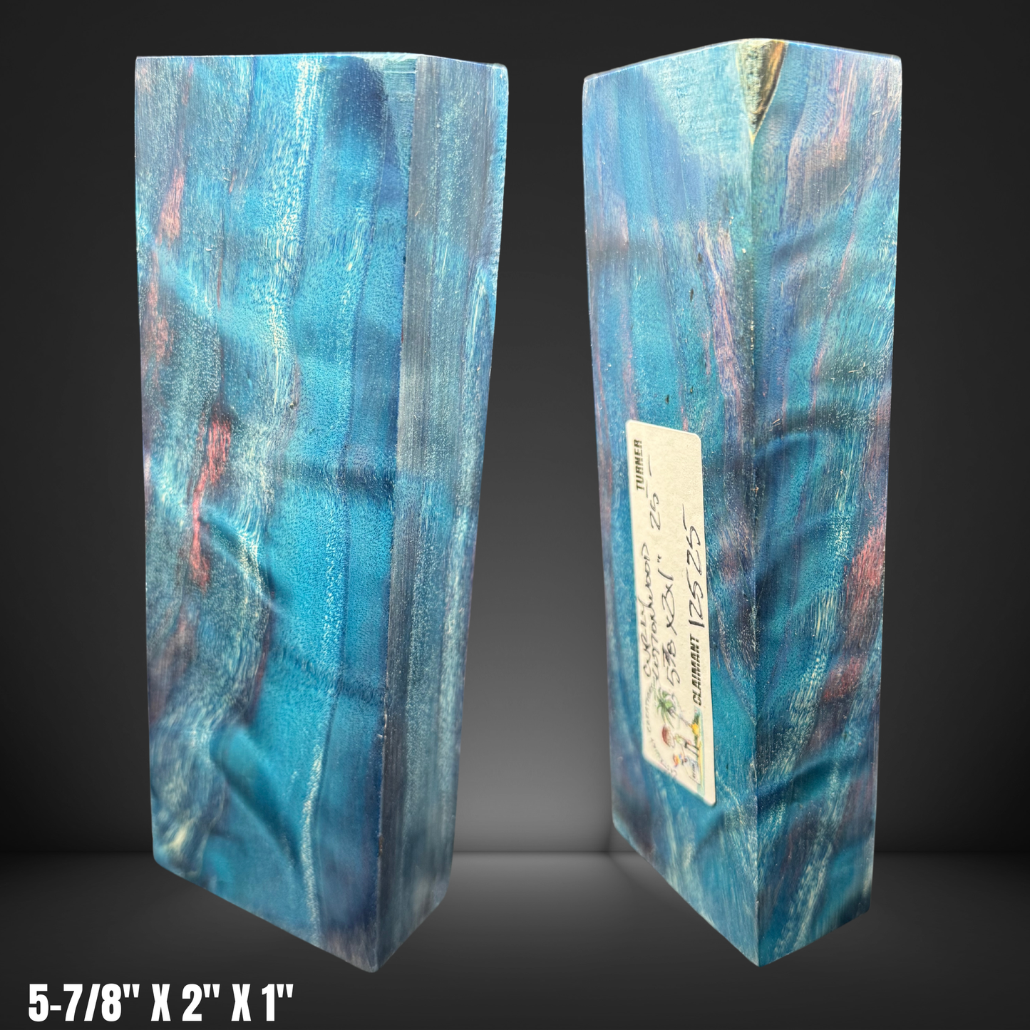 Blue Curly Cottonwood Burl Knife Scale Block #12525