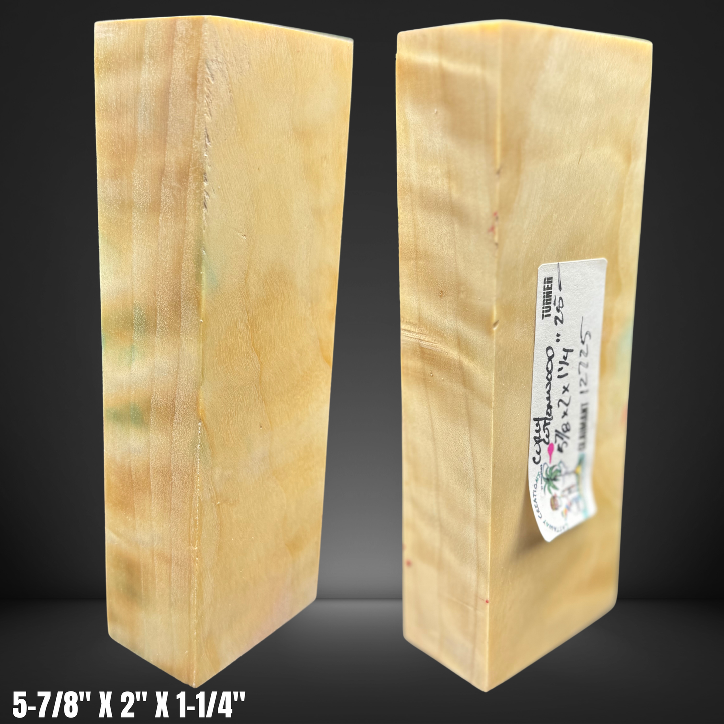 Stabilized Curly Cottonwood Burl Knife Scale Block #12725