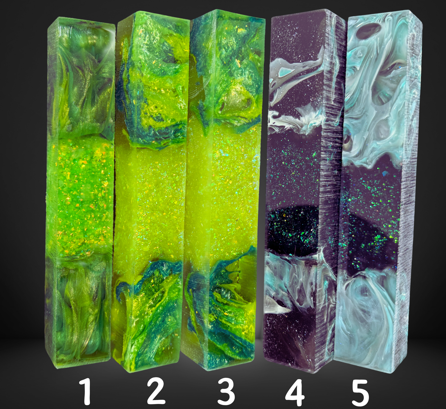 Green Variety Geode Swirled Pen Blanks