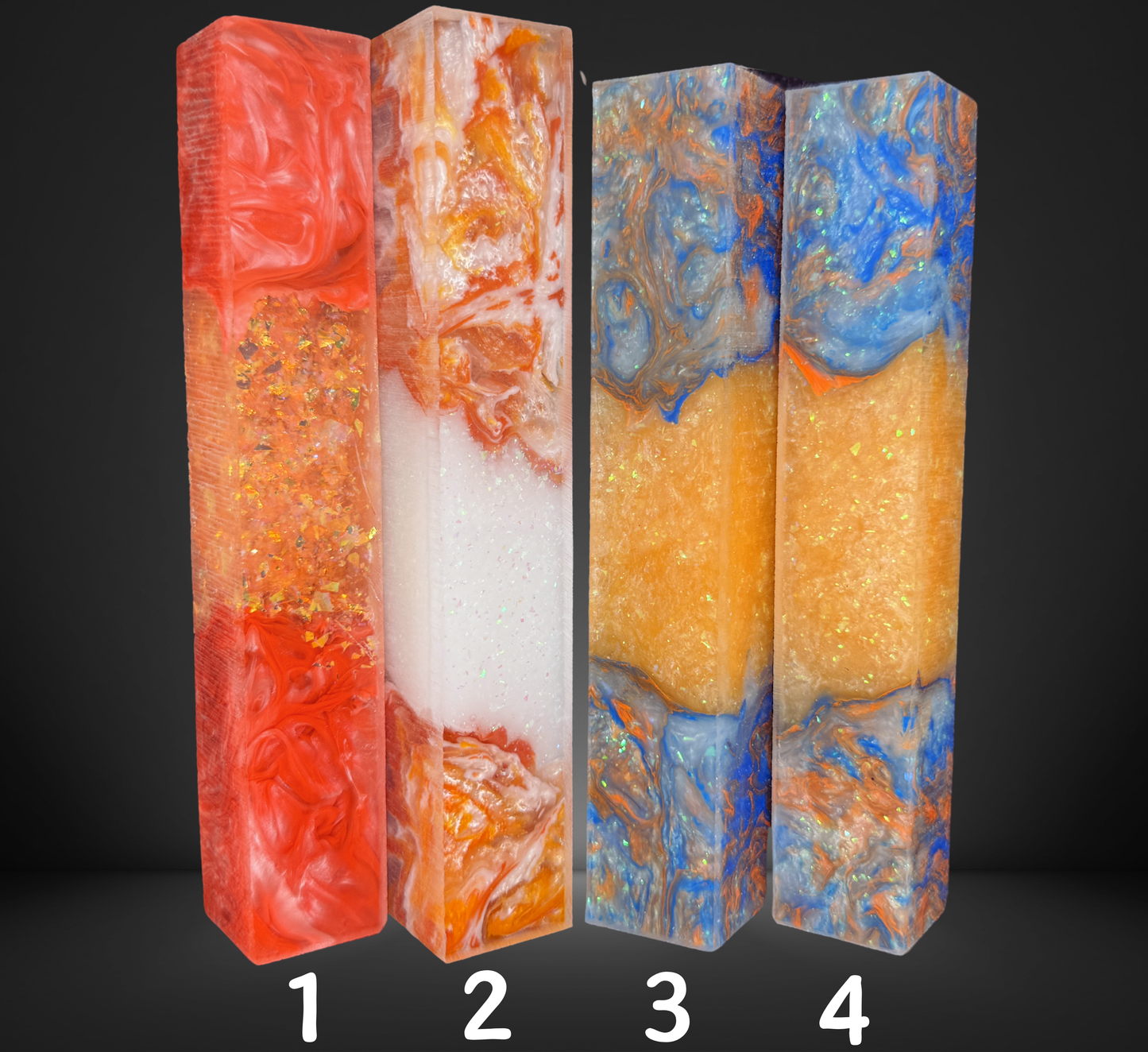 Orange Variety Geode Swirled Pen Blanks