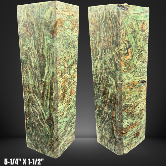 Green Hemp Wood Burl Knife Scale Block #17924