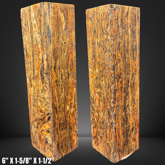 Orange Hemp Wood Burl Knife Scale Block #23224
