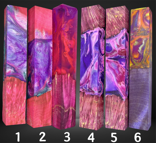 Pink Purple Burl Hybrid Pen Blank