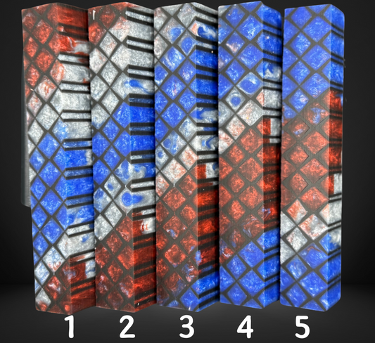 Red Blue & Silver Diamond Pattern Pen Blank