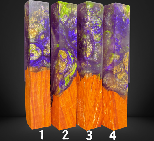 Orange Burl Hybrid Pen Blank