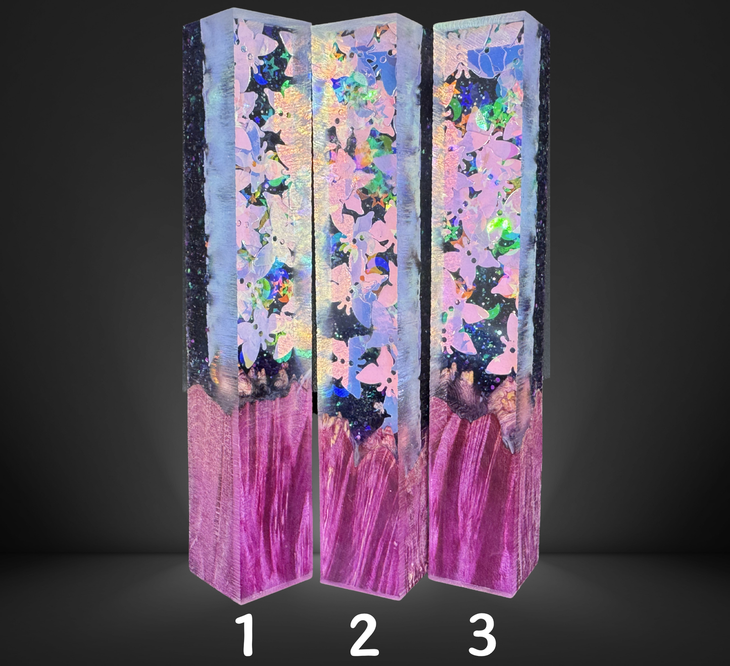 Butterfly Purple Burl Hybrid Pen Blank