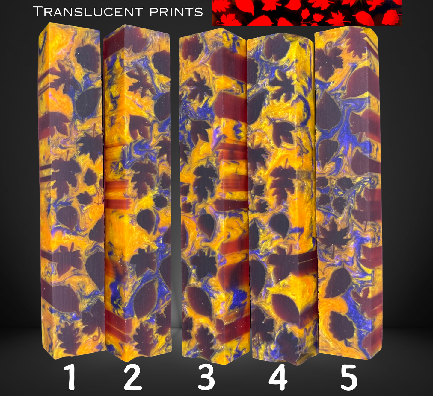 Translucent Red Fall Leaves Pattern Pen Blank