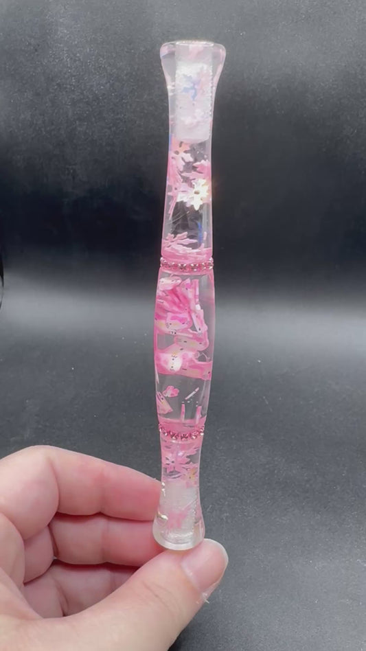 Pink Kitty Snowflake Diamond Painting Pen