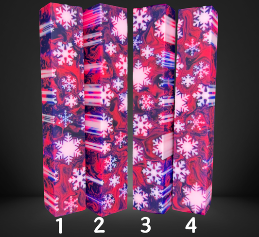 Bright Pink and Blue Snowflake Pen Blank